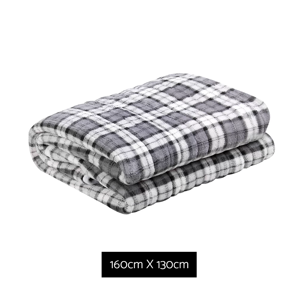 Giselle Bedding Electric Throw Rug Flannel Snuggle Blanket Washable Heated Grey And White Checkered 4 Giselle Bedding Electric Throw Rug Flannel Snuggle Blanket Washable Heated Grey And White Checkered - Image 2