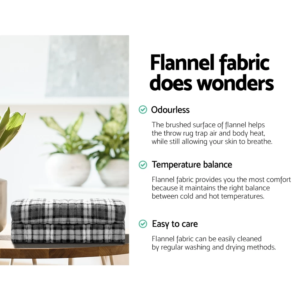 Giselle Bedding Electric Throw Rug Flannel Snuggle Blanket Washable Heated Grey And White Checkered 6 Giselle Bedding Electric Throw Rug Flannel Snuggle Blanket Washable Heated Grey And White Checkered - Image 4