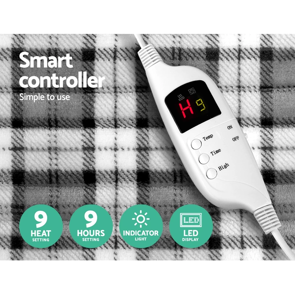 Giselle Bedding Electric Throw Rug Flannel Snuggle Blanket Washable Heated Grey And White Checkered 7 Giselle Bedding Electric Throw Rug Flannel Snuggle Blanket Washable Heated Grey And White Checkered - Image 5