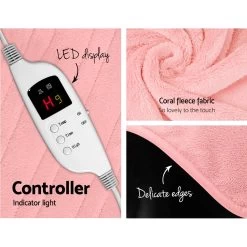 Giselle Bedding Heated Electric Throw Rug Fleece Sunggle Blanket Washable Pink -Best Bedding Store EB THROW RUG PK 04