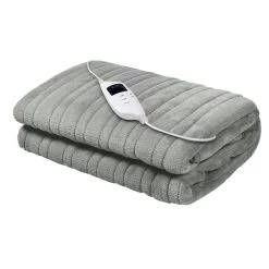 Giselle Bedding Heated Electric Throw Rug Fleece Sunggle Blanket Washable Silver