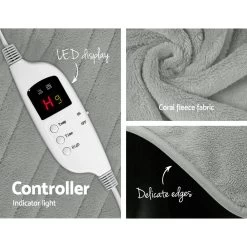 Giselle Bedding Heated Electric Throw Rug Fleece Sunggle Blanket Washable Silver -Best Bedding Store EB THROW RUG SR 04