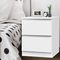 Artiss Bedside Table Cabinet Lamp Side Tables Drawers Nightstand Unit White -Best Bedding Store FURNI E PURE WH 06 1