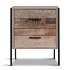 Artiss Bedside Table Drawers Nightstand Metal Oak 12 Artiss Bedside Table Drawers Nightstand Metal Oak -Best Bedding Store FURNI G IND BSIDE 03 WD 03