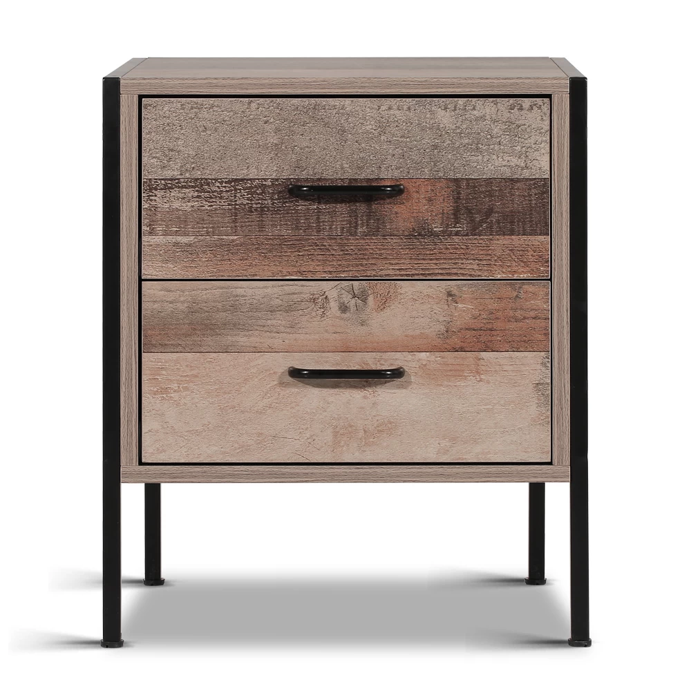 Artiss Bedside Table Drawers Nightstand Metal Oak 6 Artiss Bedside Table Drawers Nightstand Metal Oak - Image 4