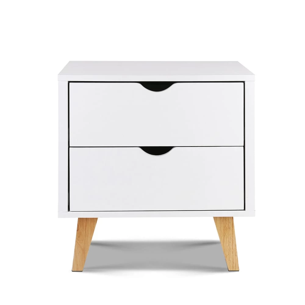 Artiss 2 Drawer Wooden Bedside Tables - White 5 Artiss 2 Drawer Wooden Bedside Tables - White - Image 3