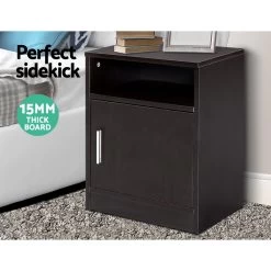 Artiss Bedside Table Cabinet Storage Side Nightstand Lamp Bedroom Chest Unit -Best Bedding Store FURNI L BS03 WAL 02 1