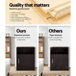 Artiss Bedside Table Cabinet Storage Side Nightstand Lamp Bedroom Chest Unit -Best Bedding Store FURNI L BS03 WAL 03 1