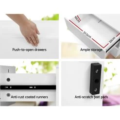 Artiss Bedside Table 2 Drawers RGB LED Side Nightstand High Gloss Cabinet White -Best Bedding Store FURNI L LED BS01 WH 05 1