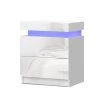Artiss Bedside Tables Side Table Drawers RGB LED High Gloss Nightstand White -Best Bedding Store FURNI O LED BS 01 WH 00 1