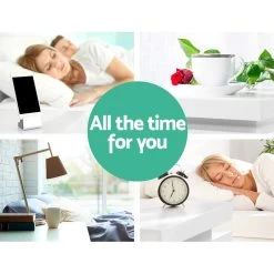 Artiss Bedside Tables Side Table Drawers RGB LED High Gloss Nightstand White -Best Bedding Store FURNI O LED BS 01 WH 05 1