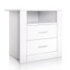 Artiss Bedside Tables Drawers Storage Cabinet Drawers Side Table White -Best Bedding Store FURNI SIDE SHELF WH 00