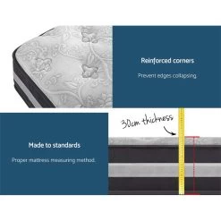 Giselle Bedding King Mattress Bed Size 7 Zone Pocket Spring Medium Firm Foam 30cm -Best Bedding Store MATTRESS 0606 K 05