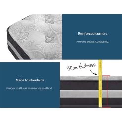 Giselle Bedding Queen Mattress Bed Size 7 Zone Pocket Spring Medium Firm Foam 30cm -Best Bedding Store MATTRESS 0606 Q 05