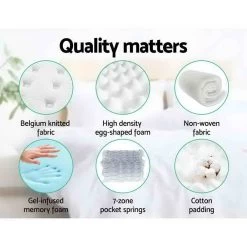 Giselle Bedding King Size Mattress 7 Zone Euro Top Pocket Spring Cool Gel Memory Foam 34cm 14 Giselle Bedding King Size Mattress 7 Zone Euro Top Pocket Spring Cool Gel Memory Foam 34cm -Best Bedding Store MATTRESS 8602 K183 05