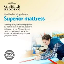 Giselle Bedding KING SINGLE Size Mattress Bed Pocket Spring Foam Bamboo 34CM 12 Giselle Bedding KING SINGLE Size Mattress Bed Pocket Spring Foam Bamboo 34CM -Best Bedding Store MATTRESS BLACK KS 03