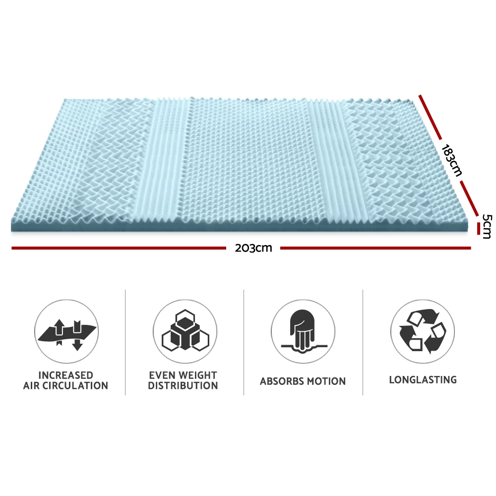 Giselle Bedding Cool Gel Memory Foam Mattress Topper Bamboo Cover 5CM 7-Zone King 4 Giselle Bedding Cool Gel Memory Foam Mattress Topper Bamboo Cover 5CM 7-Zone King - Image 2