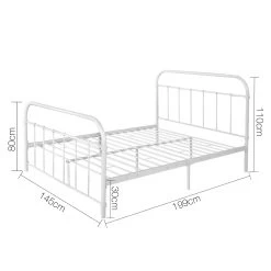 Artiss Double Size Metal Bed Frame - White -Best Bedding Store MBED B N01D WH 01