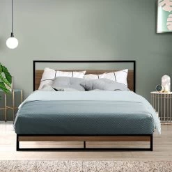 Metal Bed Frame Double Size Mattress Base Platform Foundation Black Dane -Best Bedding Store MBED C DANE D BK 99
