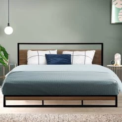 Metal Bed Frame King Size Mattress Base Platform Foundation Black Dane -Best Bedding Store MBED C DANE K BK AB 99