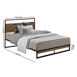 Metal Bed Frame King Single Size Mattress Base Platform Foundation Black Dane -Best Bedding Store MBED C DANE KS BK 01