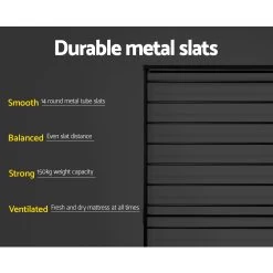 Metal Bed Frame King Single Size Mattress Base Platform Foundation Black Dane -Best Bedding Store MBED C DANE KS BK 05