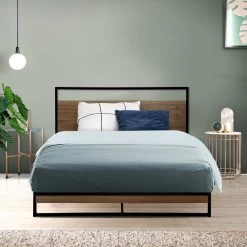 Metal Bed Frame King Single Size Mattress Base Platform Foundation Black Dane -Best Bedding Store MBED C DANE KS BK 99