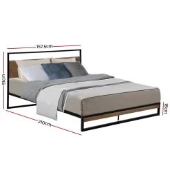 Metal Bed Frame Queen Size Mattress Base Platform Foundation Black Dane -Best Bedding Store MBED C DANE Q BK AB 01