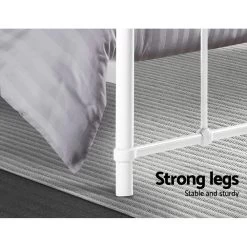 Metal Bed Frame Queen Size Platform Foundation Mattress Base Leo White -Best Bedding Store MBED C LEO Q WH 05