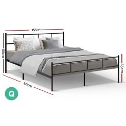 Metal Bed Frame Queen Size Platform Foundation Mattress Base SOL Black -Best Bedding Store MBED C SOL Q BK 01