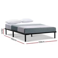 Metal Bed Frame Double Size Mattress Base Platform Foundation Wooden Black TED -Best Bedding Store MBED C TED D BK 01