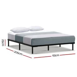 Metal Bed Frame Queen Size Mattress Base Platform Foundation Wooden Black TED -Best Bedding Store MBED C TED Q BK 01