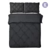 Giselle Bedding King Size Quilt Cover Set - Black -Best Bedding Store QCS DIAM BK K 00
