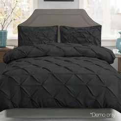Giselle Bedding King Size Quilt Cover Set - Black -Best Bedding Store QCS DIAM BK K 06