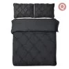 Giselle Bedding Queen Size Quilt Cover Set - Black -Best Bedding Store QCS DIAM BK Q 00