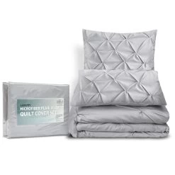 Giselle Bedding King Size Quilt Cover Set - Grey -Best Bedding Store QCS DIAM GY K 03