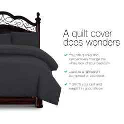 Giselle Bedding King Size Classic Quilt Cover Set - Black -Best Bedding Store QCS MF BK K 02
