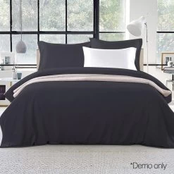 Giselle Bedding King Size Classic Quilt Cover Set - Black -Best Bedding Store QCS MF BK K 06