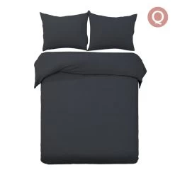 Giselle Bedding Queen Size Classic Quilt Cover Set - Black