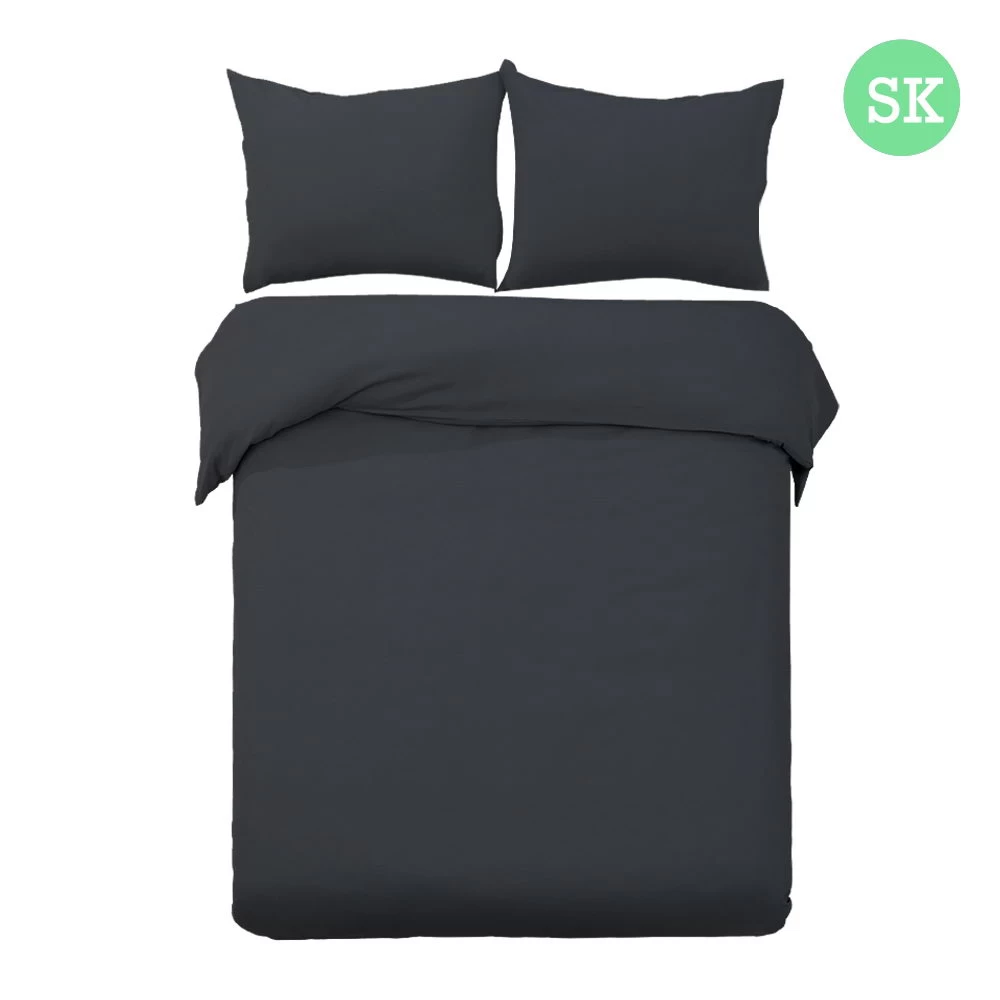 Giselle Bedding Super King Classic Quilt Cover Set - Black 3 Giselle Bedding Super King Classic Quilt Cover Set - Black