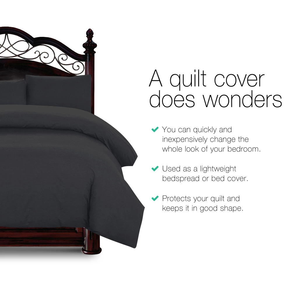 Giselle Bedding Super King Classic Quilt Cover Set - Black 5 Giselle Bedding Super King Classic Quilt Cover Set - Black - Image 3