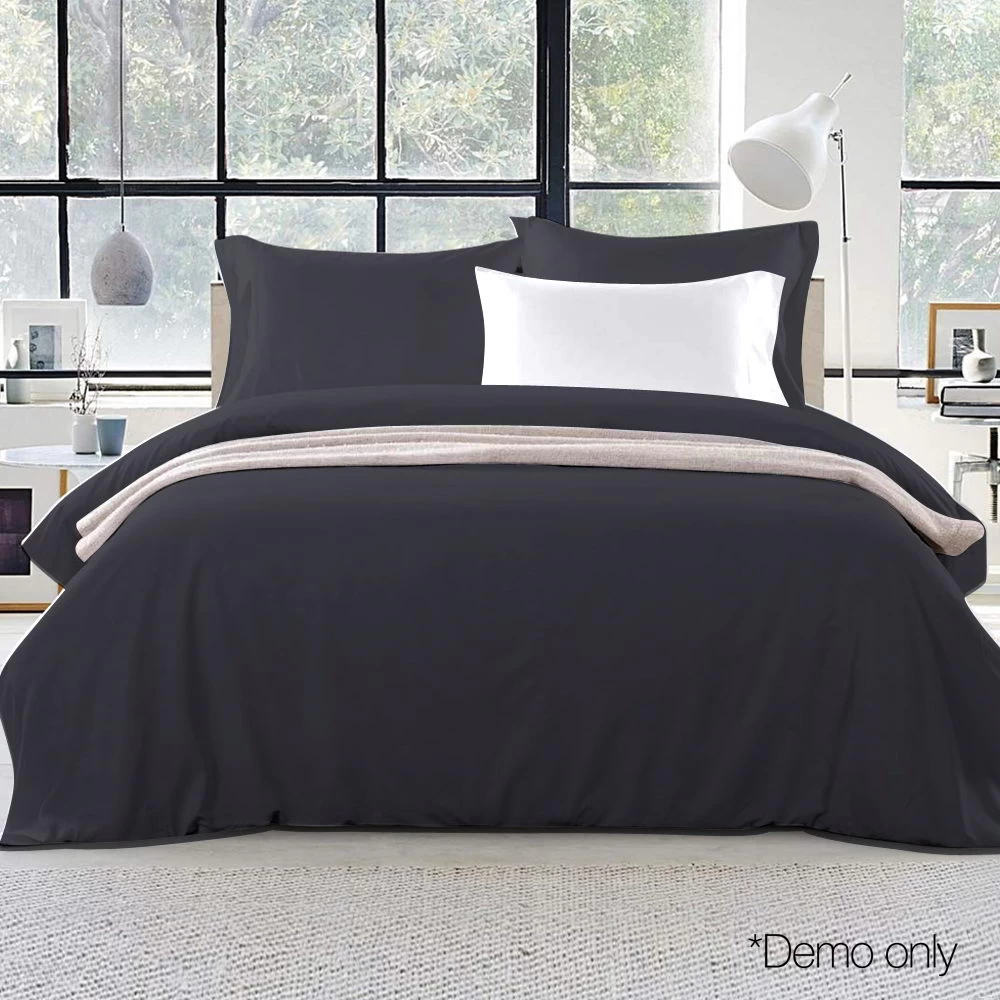 Giselle Bedding Super King Classic Quilt Cover Set - Black 9 Giselle Bedding Super King Classic Quilt Cover Set - Black - Image 7