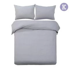 Giselle Bedding King Size Classic Quilt Cover Set - Grey