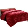Giselle Bedding Faux Mink Quilt Comforter Winter Throw Blanket Burgundy King -Best Bedding Store QUILT FM BGD K 00 1