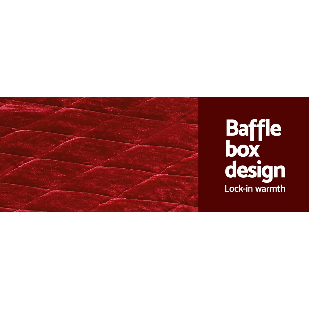 Giselle Bedding Faux Mink Quilt Comforter Weighted Blanket Doona Burgundy Single 7 Giselle Bedding Faux Mink Quilt Comforter Weighted Blanket Doona Burgundy Single - Image 5