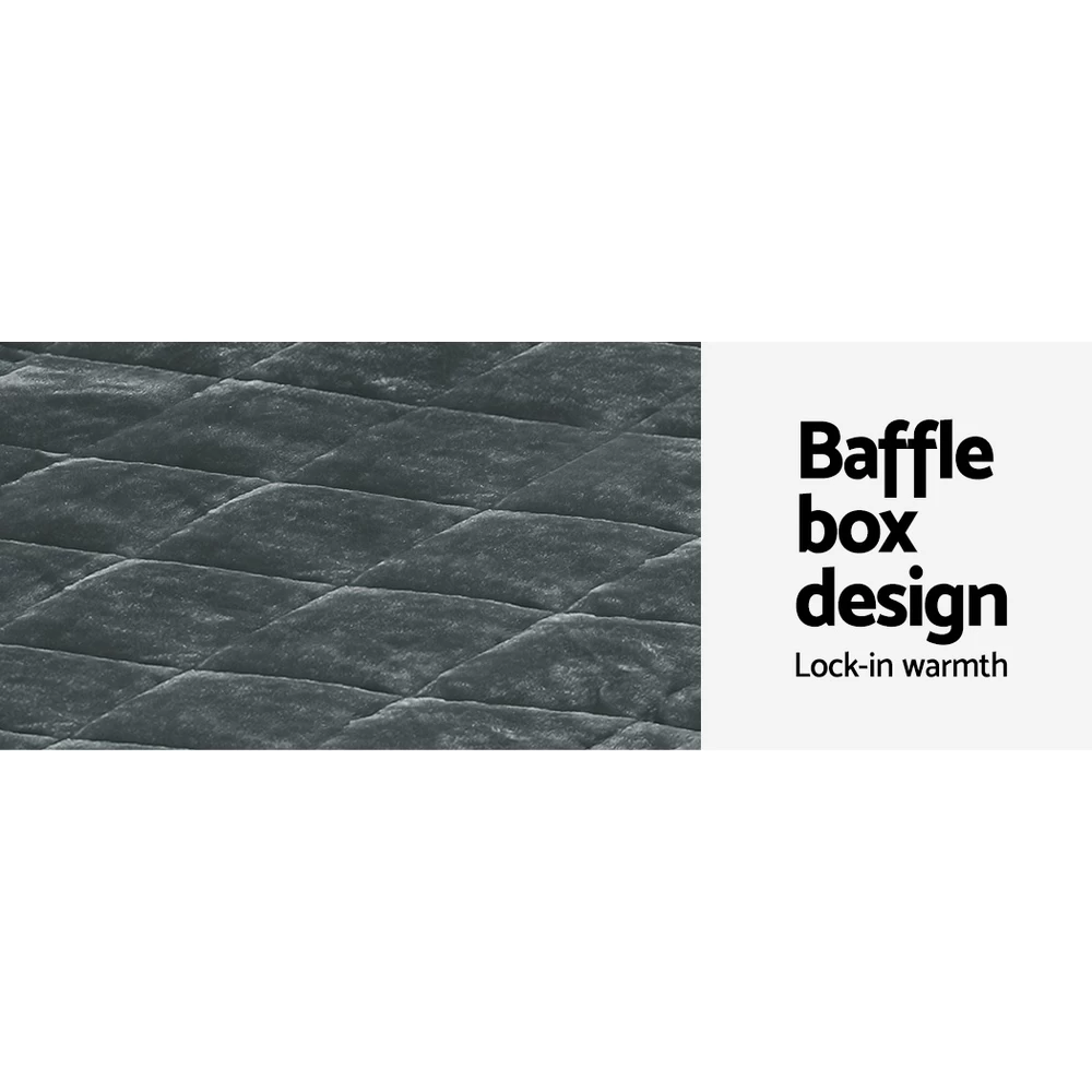 Giselle Bedding Faux Mink Quilt Comforter Fleece Throw Blanket Doona Charcoal Super King 7 Giselle Bedding Faux Mink Quilt Comforter Fleece Throw Blanket Doona Charcoal Super King - Image 5