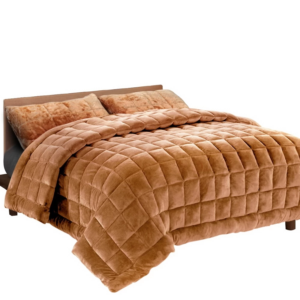 Giselle Bedding Faux Mink Quilt Duvet Comforter Throw Blanket Doona Latte Double 3 Giselle Bedding Faux Mink Quilt Duvet Comforter Throw Blanket Doona Latte Double