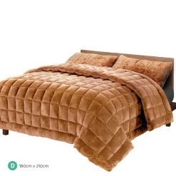 Giselle Bedding Faux Mink Quilt Duvet Comforter Throw Blanket Doona Latte Double 10 Giselle Bedding Faux Mink Quilt Duvet Comforter Throw Blanket Doona Latte Double -Best Bedding Store QUILT FM LATTE D 01 1