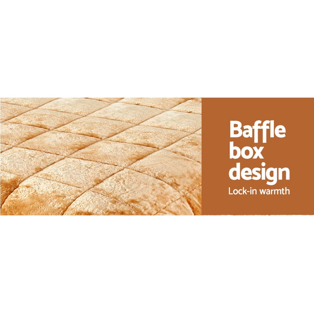 Giselle Bedding Faux Mink Quilt Comforter Winter Weight Blanket Latte Queen 7 Giselle Bedding Faux Mink Quilt Comforter Winter Weight Blanket Latte Queen - Image 5