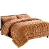Giselle Bedding Faux Mink Quilt Comforter Fleece Throw Blanket Latte Single -Best Bedding Store QUILT FM LATTE S 00 1